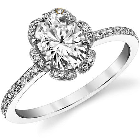 Oval Moissanite & Diamond Floral Style Ring