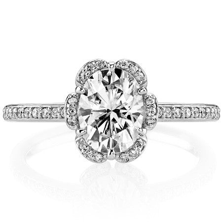 Oval Moissanite & Diamond Floral Style Ring