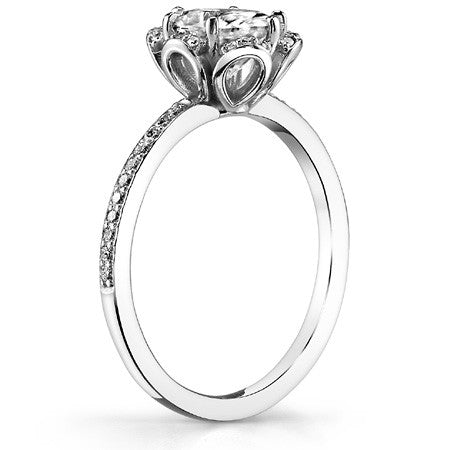 Oval Moissanite & Diamond Floral Style Ring