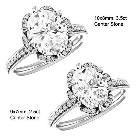 Oval Moissanite & Diamond Floral Style Ring