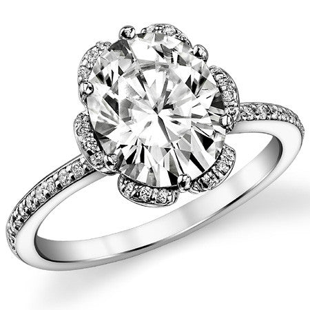 Oval Moissanite & Diamond Floral Style Ring