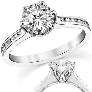 Round Brilliant Moissanite Channel Set Engagement Ring With Woven Style Basket
