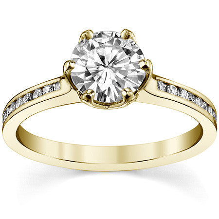 Round Brilliant Moissanite Channel Set Engagement Ring With Woven Style Basket