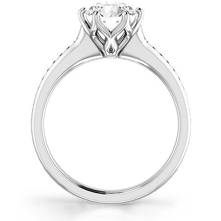 Round Brilliant Moissanite Channel Set Engagement Ring With Woven Style Basket