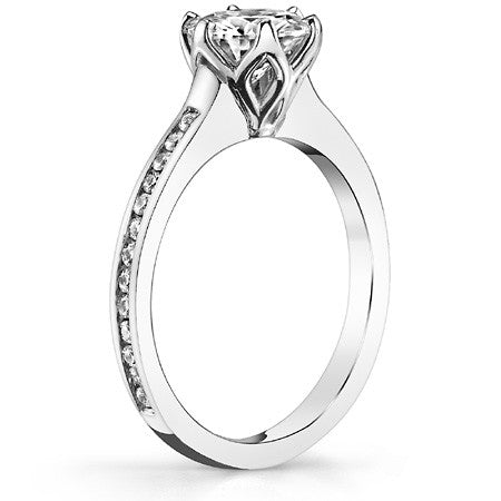 Round Brilliant Moissanite Channel Set Engagement Ring With Woven Style Basket