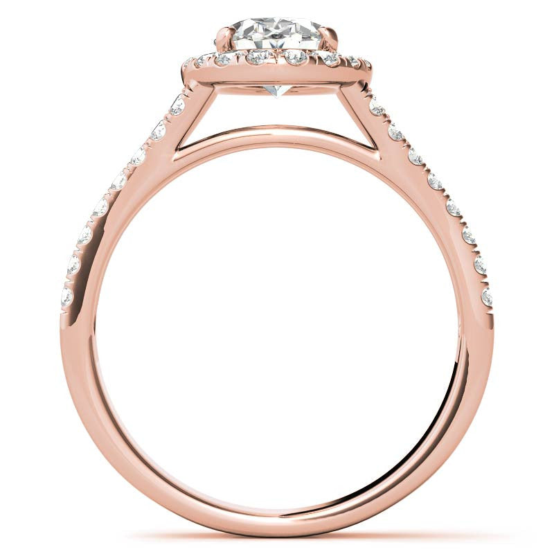 Oval Halo Split Shank Moissanite Engagement Ring