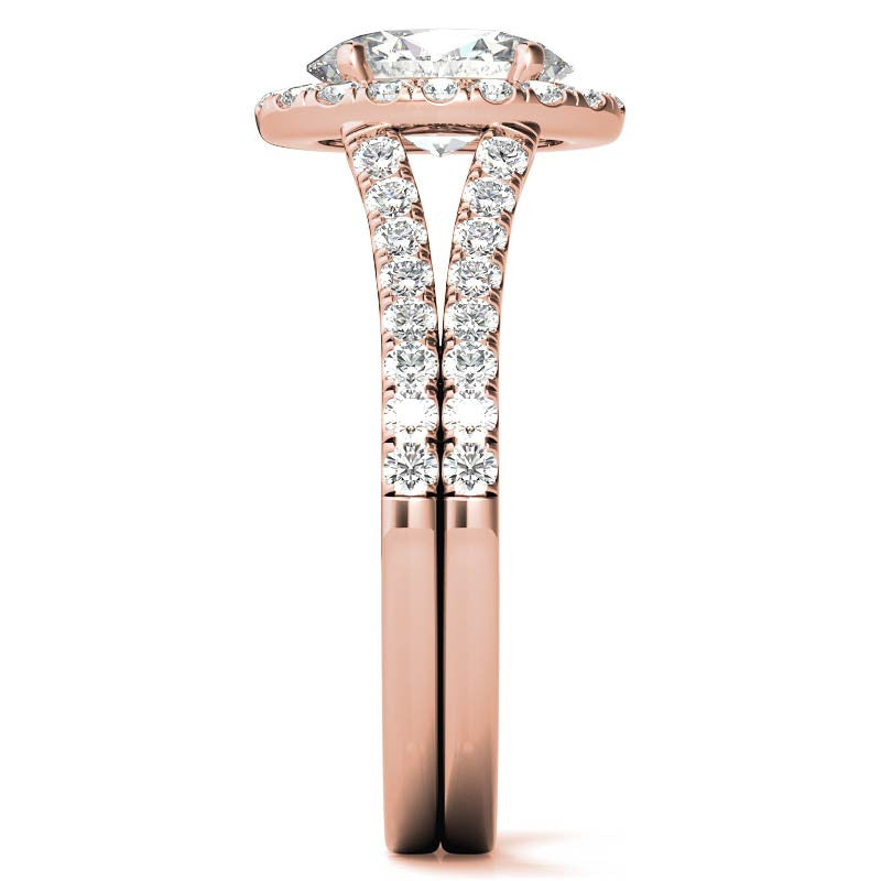Oval Halo Split Shank Moissanite Engagement Ring