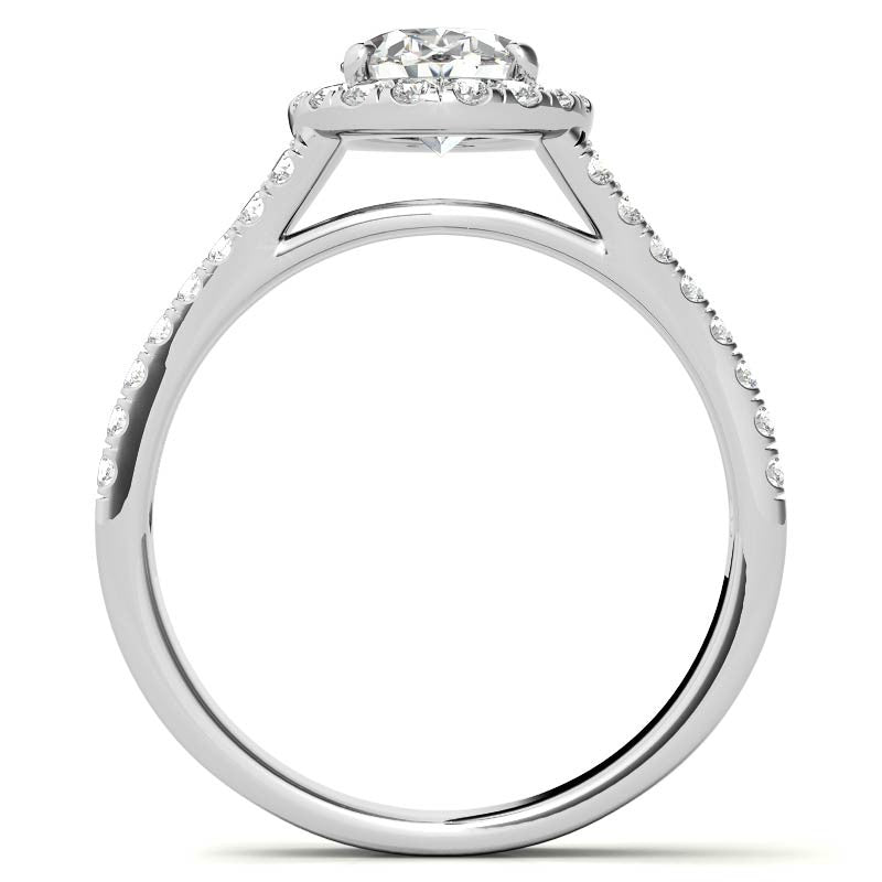Oval Halo Split Shank Moissanite Engagement Ring