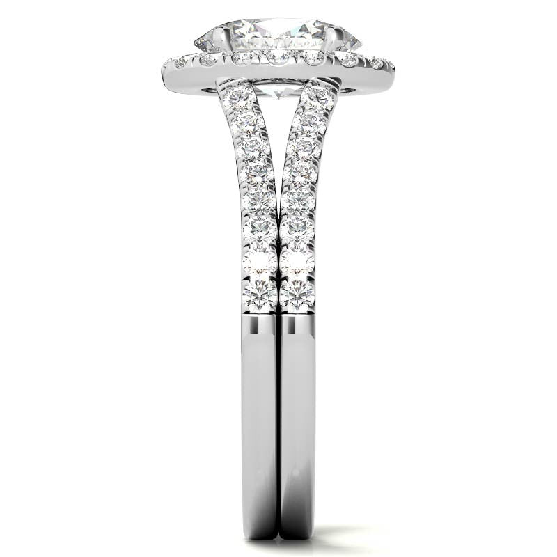 Oval Halo Split Shank Moissanite Engagement Ring