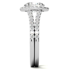 Oval Halo Split Shank Moissanite Engagement Ring