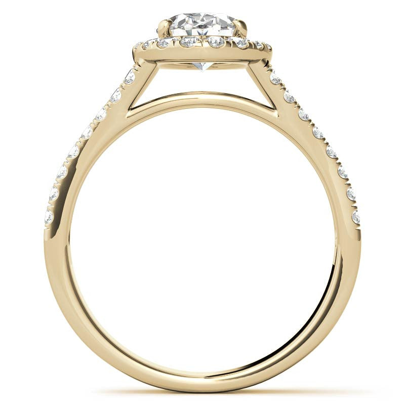 Oval Halo Split Shank Moissanite Engagement Ring
