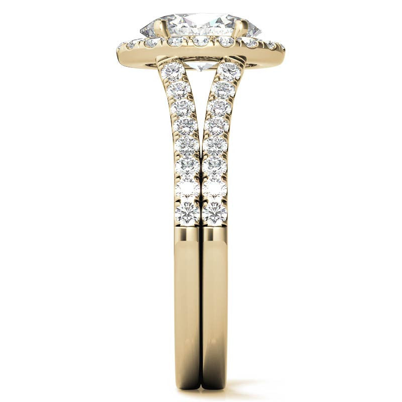 Oval Halo Split Shank Moissanite Engagement Ring