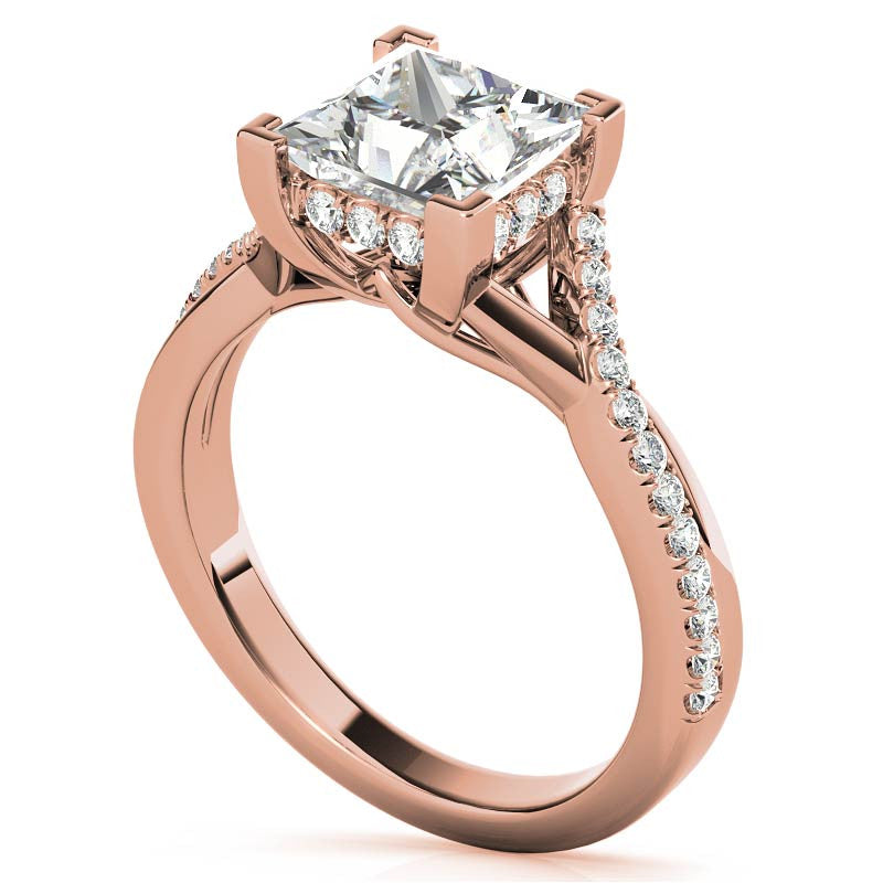 Princess cut Moissanite Split Shank Engagement Ring
