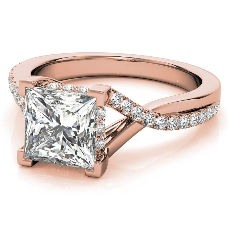 Princess cut Moissanite Split Shank Engagement Ring
