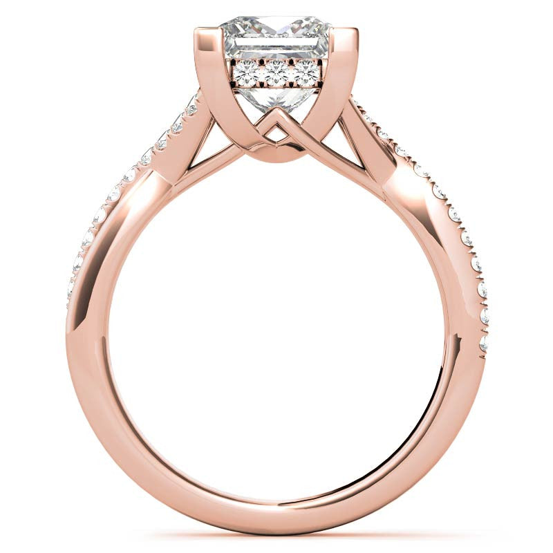 Princess cut Moissanite Split Shank Engagement Ring