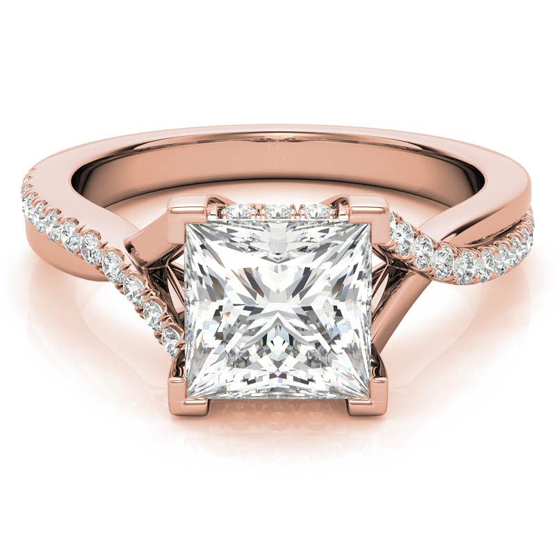 Princess cut Moissanite Split Shank Engagement Ring