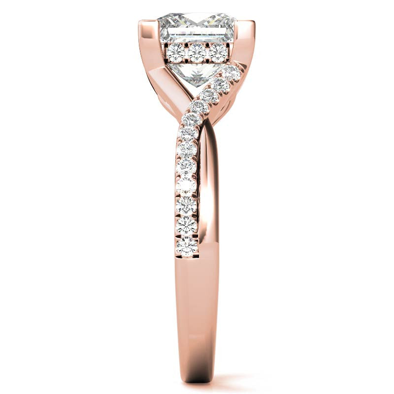 Princess cut Moissanite Split Shank Engagement Ring