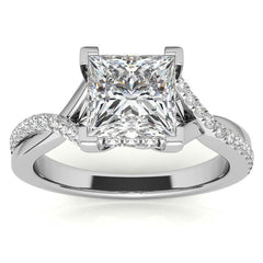 Princess cut Moissanite Split Shank Engagement Ring