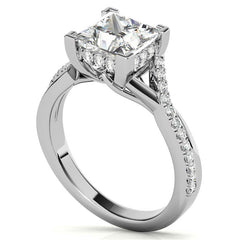 Princess cut Moissanite Split Shank Engagement Ring