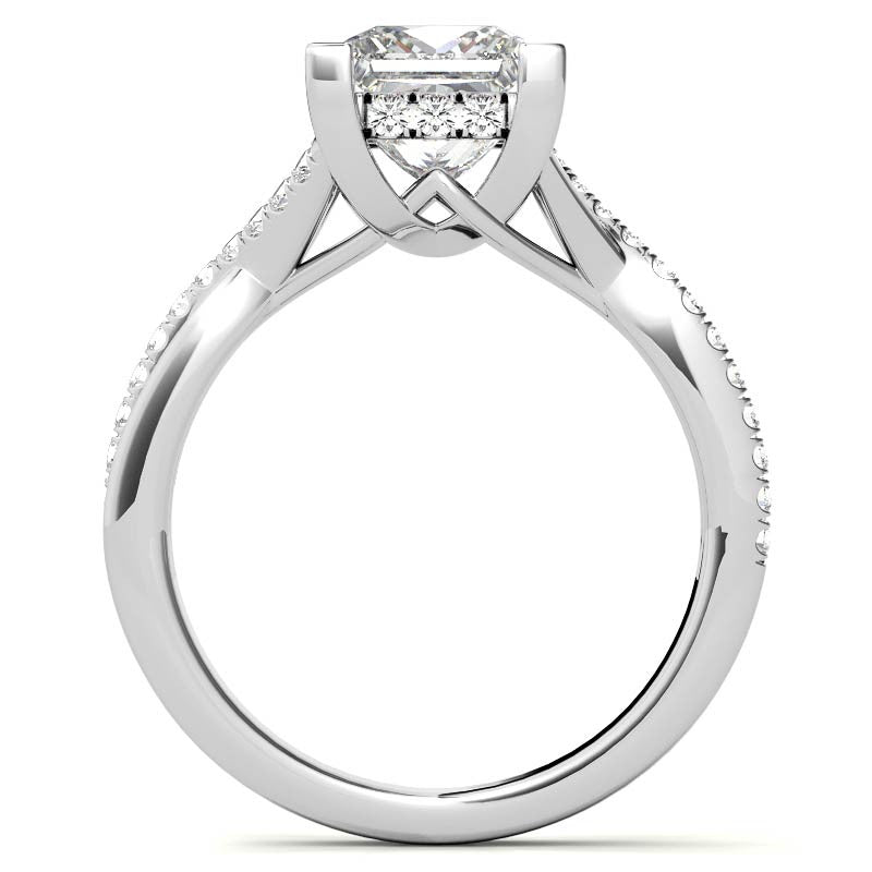 Princess cut Moissanite Split Shank Engagement Ring