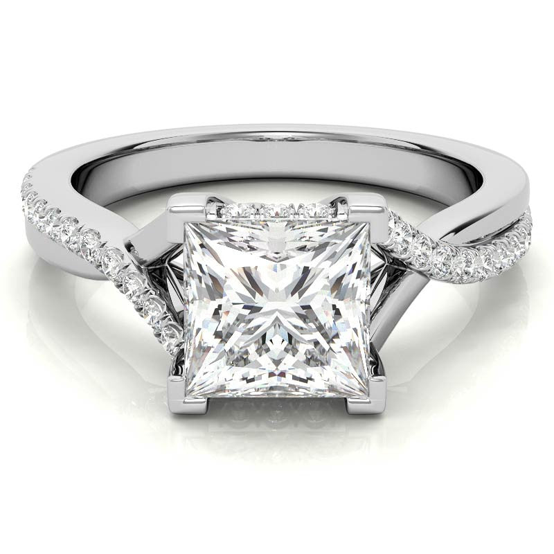 Princess cut Moissanite Split Shank Engagement Ring