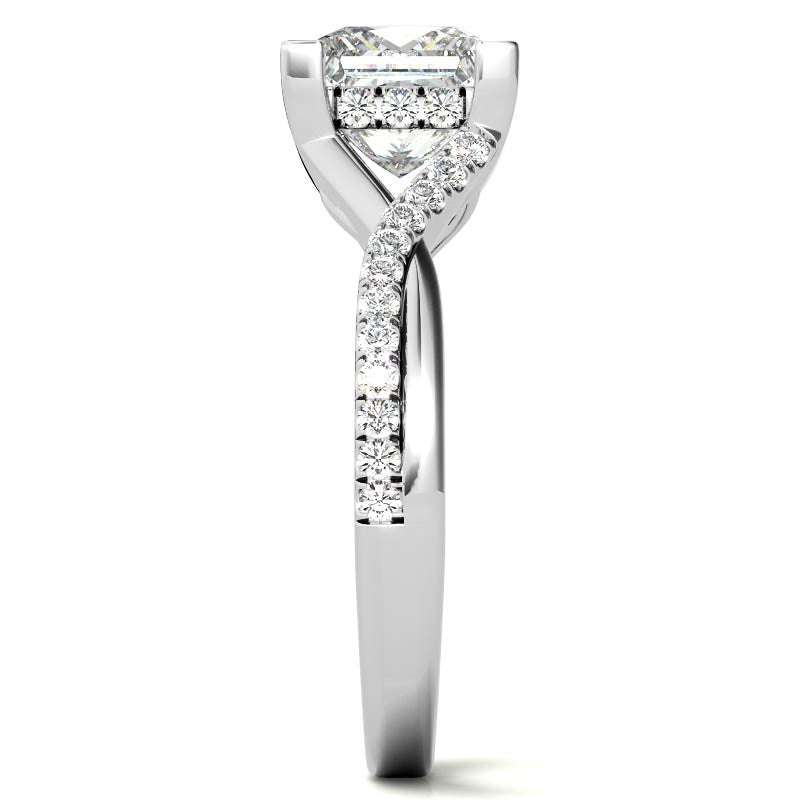 Princess cut Moissanite Split Shank Engagement Ring