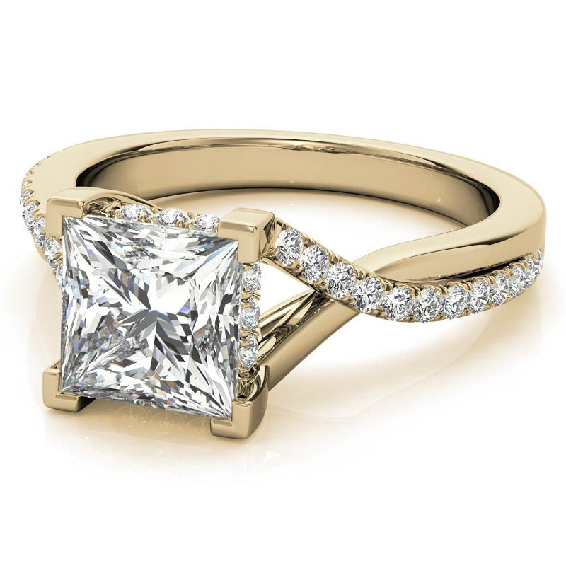 Princess cut Moissanite Split Shank Engagement Ring