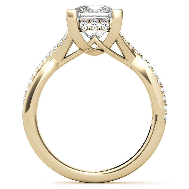 Princess cut Moissanite Split Shank Engagement Ring