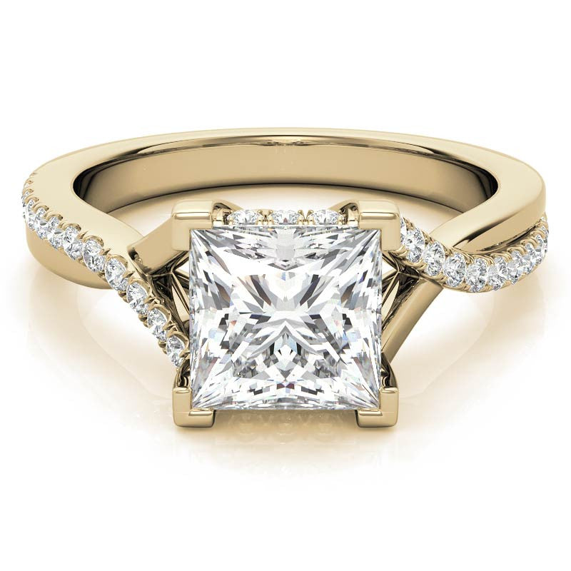 Princess cut Moissanite Split Shank Engagement Ring
