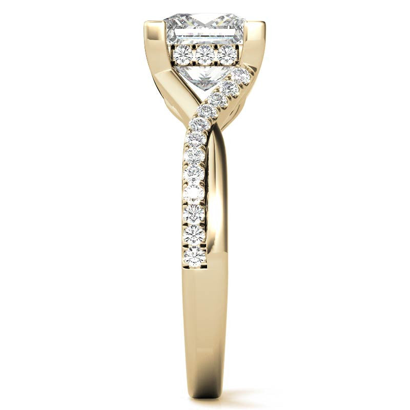 Princess cut Moissanite Split Shank Engagement Ring