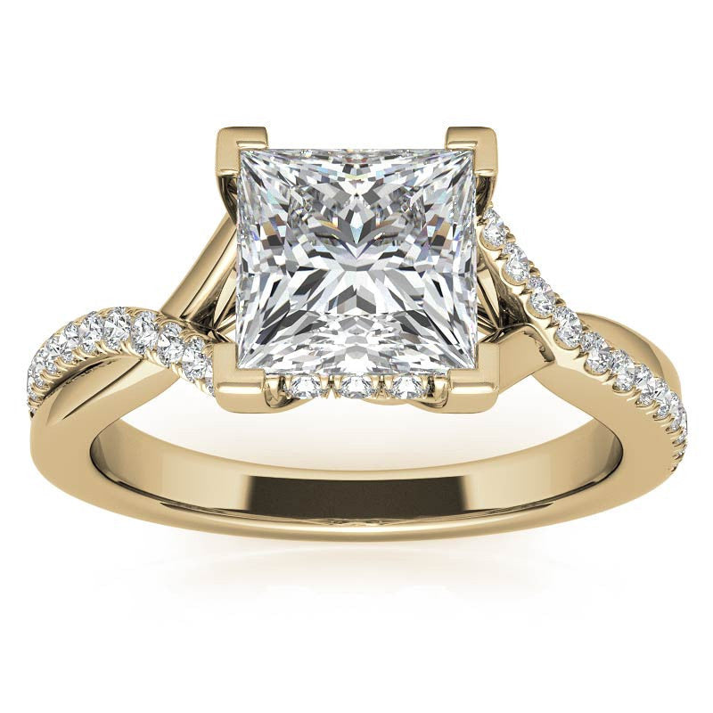 Princess cut Moissanite Split Shank Engagement Ring