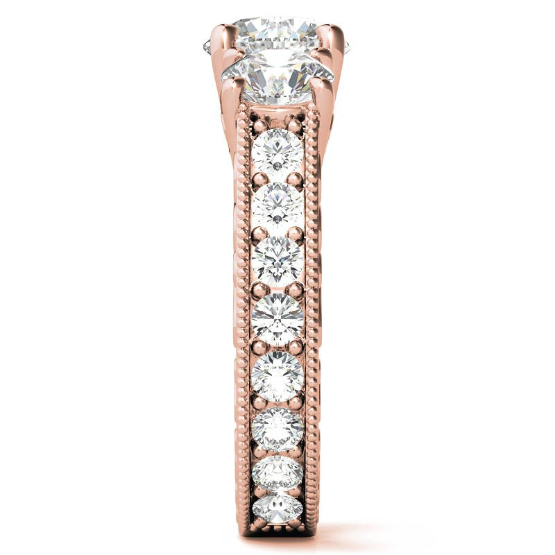 Antique Round Three-Stone Moissanite Engagement Ring