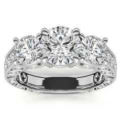 Antique Round Three-Stone Moissanite Engagement Ring