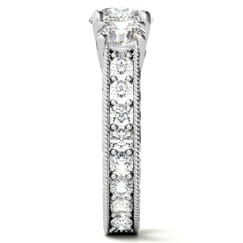 Antique Round Three-Stone Moissanite Engagement Ring