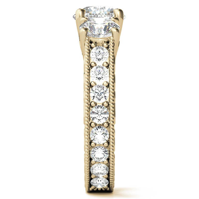 Antique Round Three-Stone Moissanite Engagement Ring