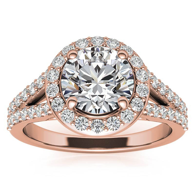 Halo Split Shank Moissanite Engagement Ring