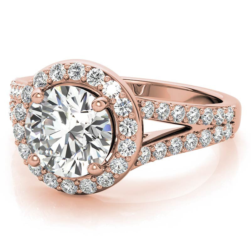 Halo Split Shank Moissanite Engagement Ring