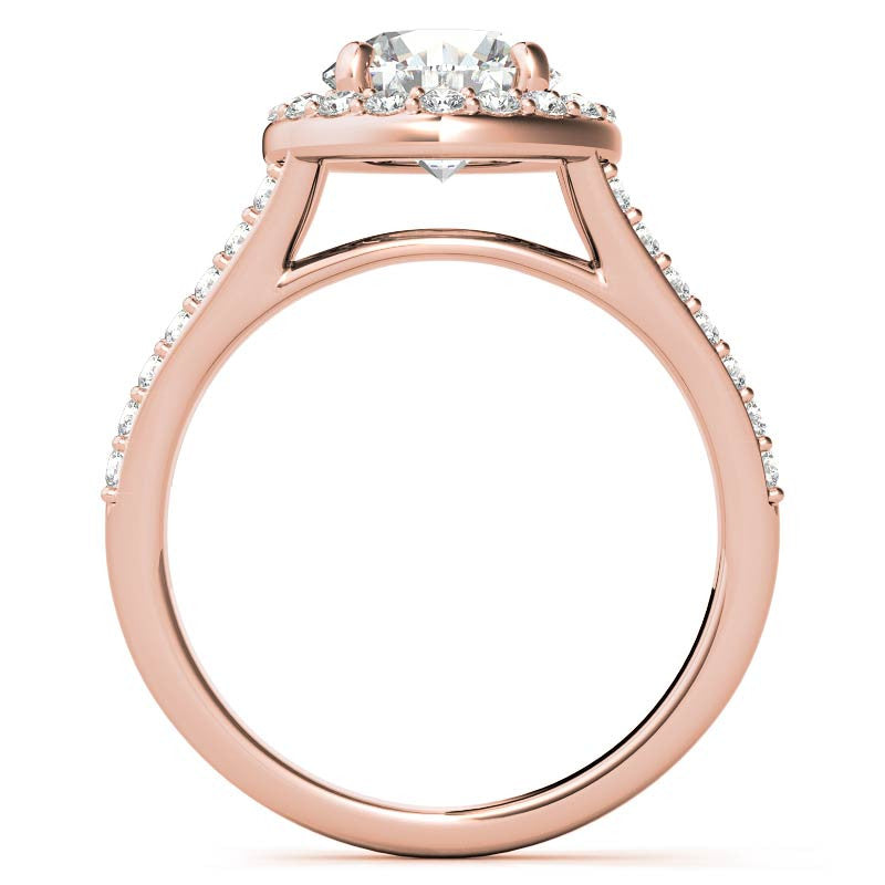 Halo Split Shank Moissanite Engagement Ring