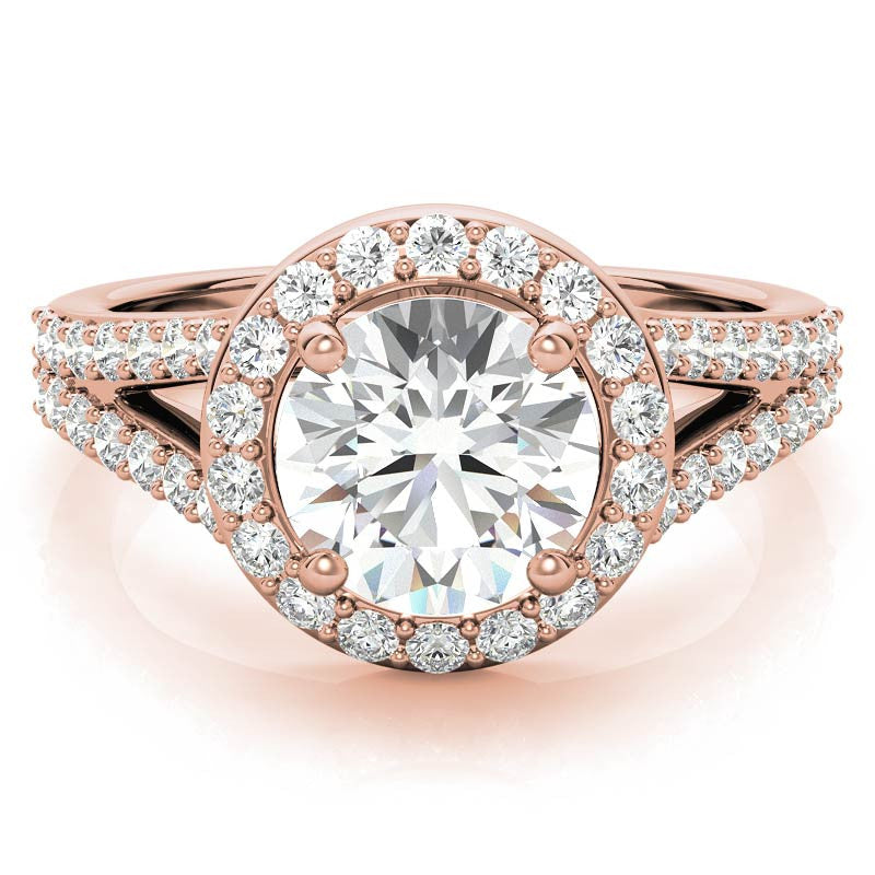 Halo Split Shank Moissanite Engagement Ring