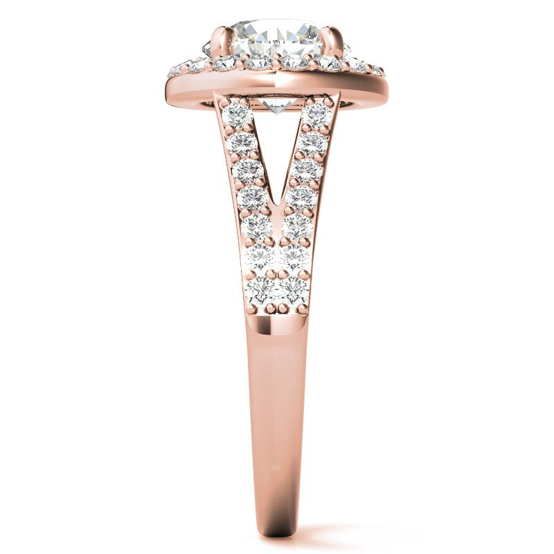 Halo Split Shank Moissanite Engagement Ring