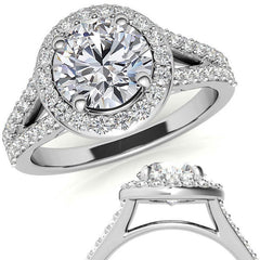 Halo Split Shank Moissanite Engagement Ring