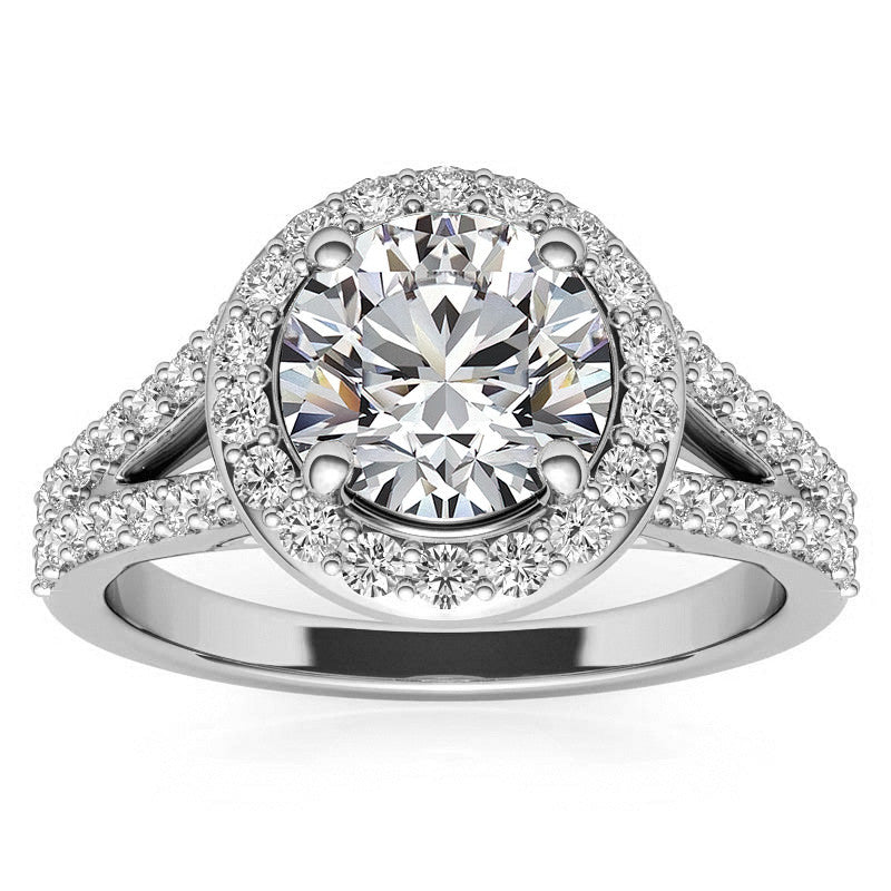 Halo Split Shank Moissanite Engagement Ring