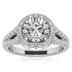 Halo Split Shank Moissanite Engagement Ring