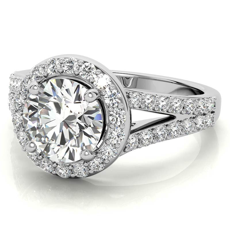 Halo Split Shank Moissanite Engagement Ring