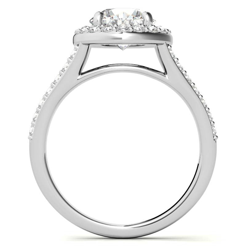 Halo Split Shank Moissanite Engagement Ring