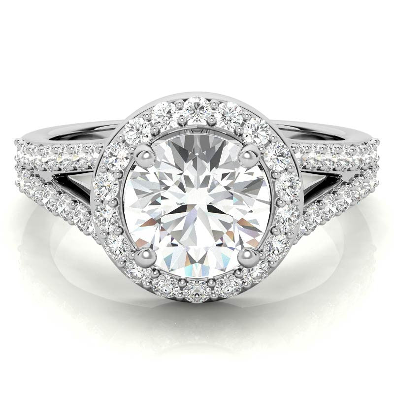 Halo Split Shank Moissanite Engagement Ring
