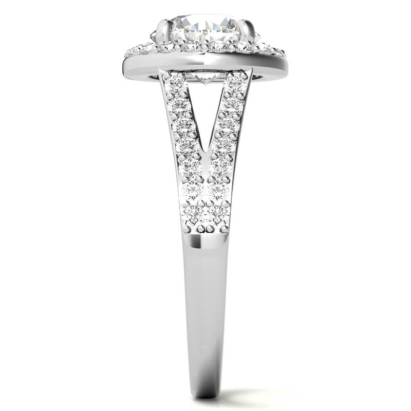 Halo Split Shank Moissanite Engagement Ring
