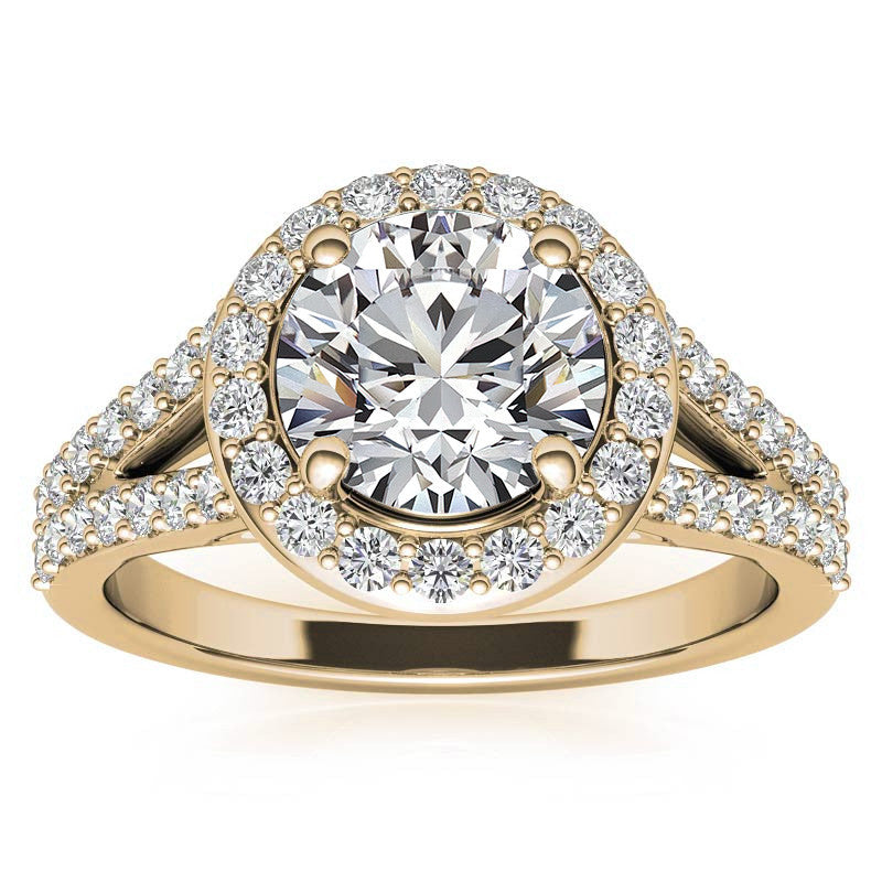 Halo Split Shank Moissanite Engagement Ring