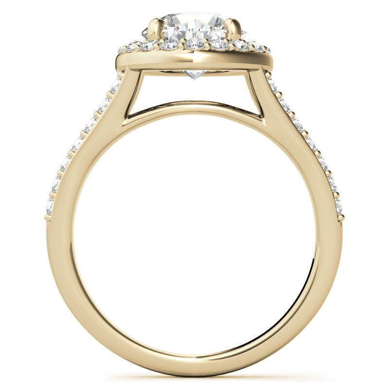 Halo Split Shank Moissanite Engagement Ring