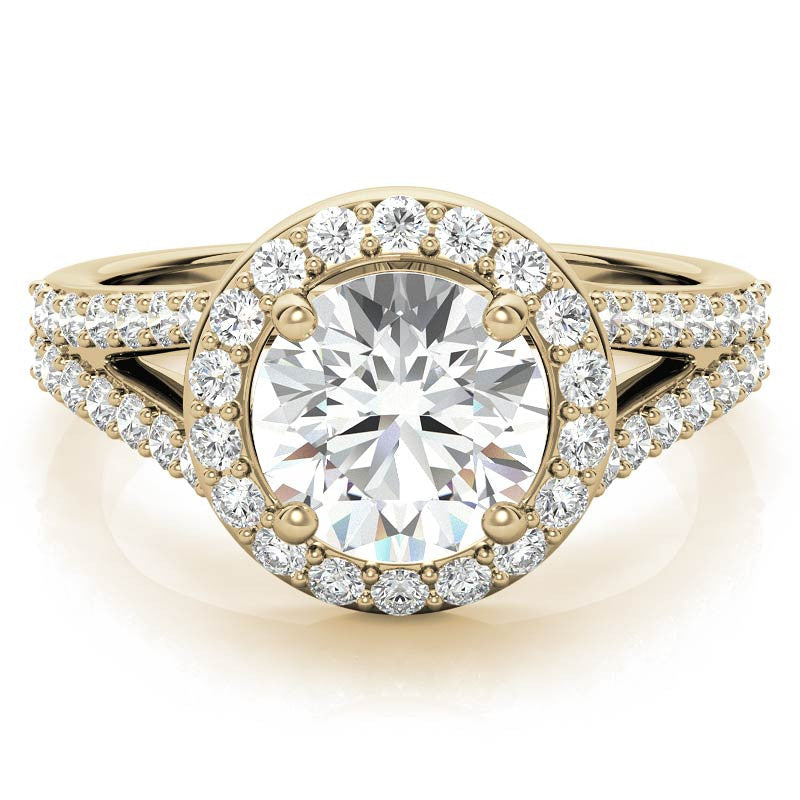 Halo Split Shank Moissanite Engagement Ring